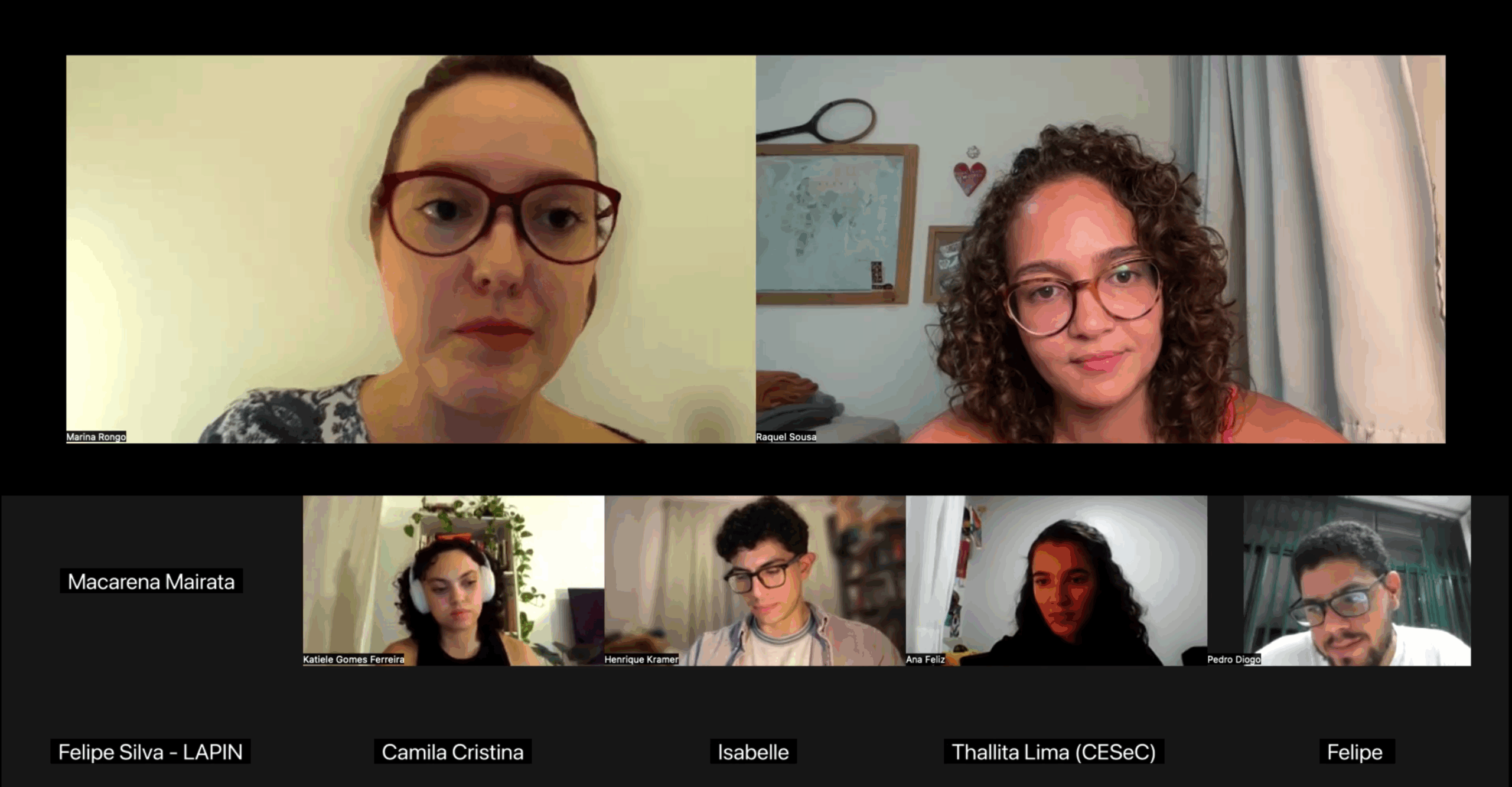 Webinário debateu os impactos sociais, políticos e jurídicos da vigilância digital nos estádios de futebol. Crédito: Macarena Mairata / Reprodução